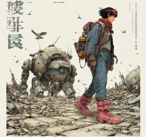 奇幻设定作品条目封面，漂浮岛屿与飞行船